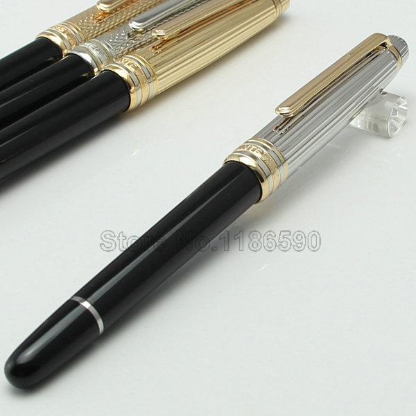 Hot Sell-Classic luxury brand 163 Black Fountain pen with golden clip stationery school office supplies writing ink pen gift