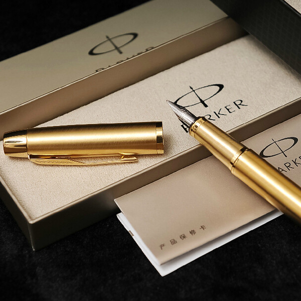 Gold Metal Parker Brand Fountain pen Ink Luxury Brand pen with Gift Box for Business Gift Customize Logo Free shipping 904