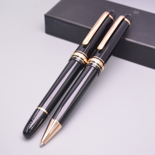 Promotion Luxury Meistersteks 145 Black Resin Golden Silver Clip Roller Ball Pen Ballpoint Pen School Office Supply With Monte Serial Number