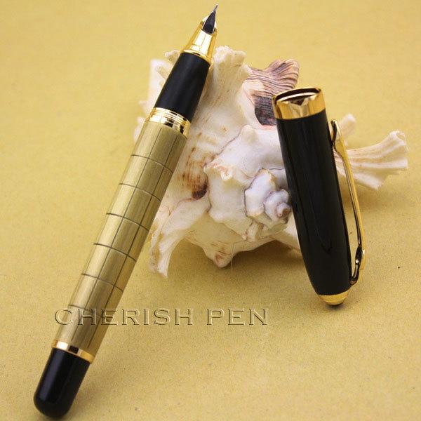 Promotion BAOER 701 Hot Sale golden and black fine Medium nib 18KGP Ink/Brand/Steel/Luxury/Gift/Fountain pen Free shipping Pens