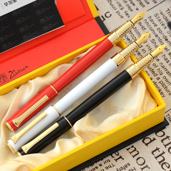 1pc Pimio 988 Golden Clip Fountain Pen Luxury 0.5mm Iraurita Nib Metal Ink Pens Black White Red Gift Writing Stationery