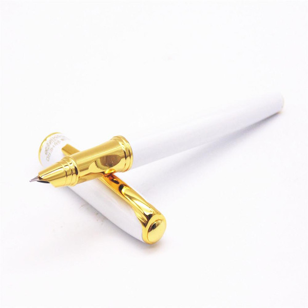 Hero 7023 White Round pen body Business office Gold fine nib Fountain Pen New