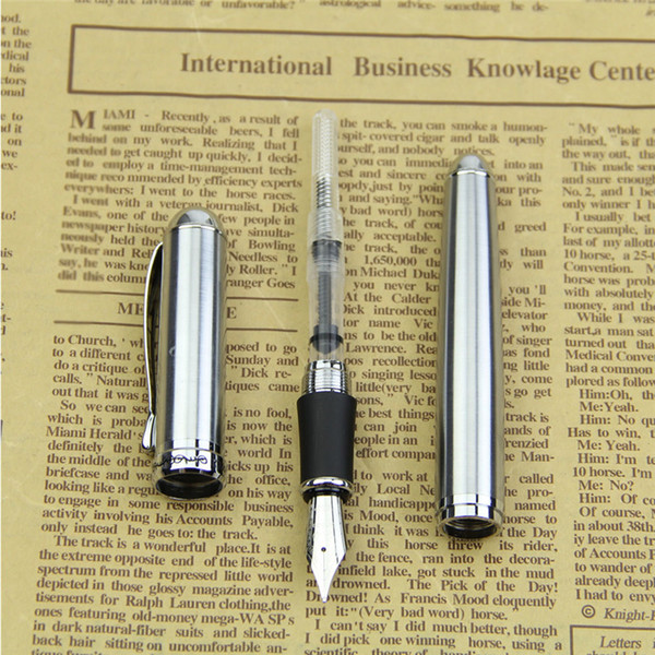 NEW JINHAO X750 High Quality Silvery Smooth Luxury/Brand/Ink/Steel/Fountain pen 18KGP Broad Nib Pens