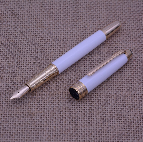 Luxury pen montel classique size white with golden trim blance Fountain pen with number on clip Free Shipping