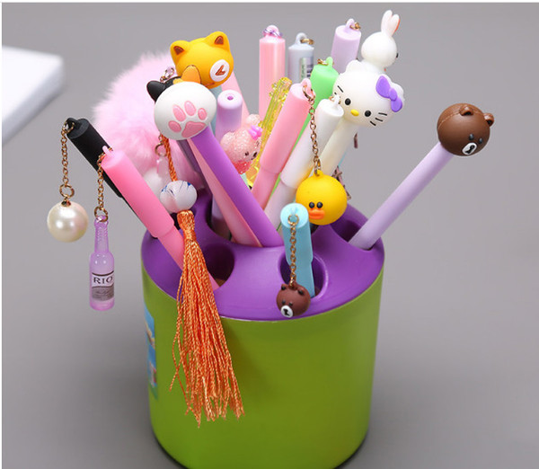 Best selling gel pens Fashionable cute animal head student signature pen 20 pens barreled black office neutral pens per box343