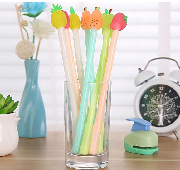 Best selling gel pens Korean stationery Cute Creative Fruit Pen Neutral Pen 0.38MM Full Needle Tube High Quality Writing Pen253