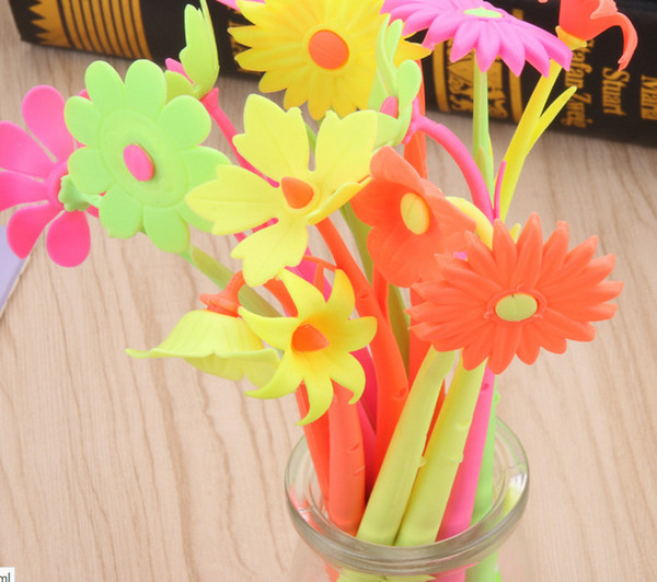 Best selling gel pens Creative Office Stationery Flower Water-based Pen Small Flower Signature Pen Soft Silica Flower-grass Neutral Pen205