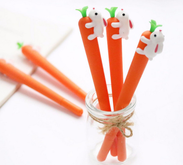 Best selling gel pens Cute cartoon realistic soft silicone carrot styling pen neutral pen 0.5mm black pen signature pen220