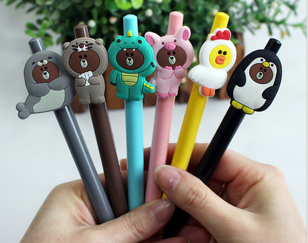 Best selling gel pens Korean Creative Cartoon Neutral Pen Cute Animal Press Black Pen Student Stationery Gift219