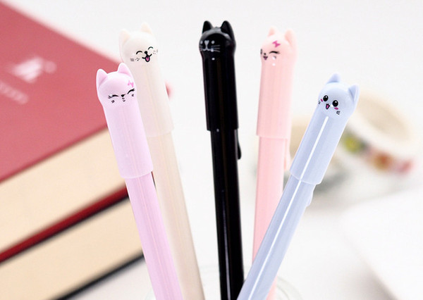 Best selling gel pens Korean creative stationery cute cartoon tail cat neutral pen students use 0.5 full needle tube 240