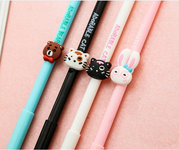 Best selling gel pens Creative Stationery Creative pen animal head cartoon cute neutral pen black 0.5mm student neutral pen404