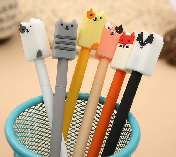 Best selling gel pens Animal neutral pen Fox kitten black ink pen Korean version simple cartoon pen stationery310