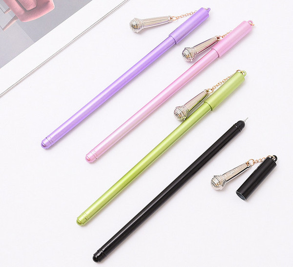 Best selling gel pens Manufacturers direct sales of new creative microphone Pendant Black neutral pen student writing tools387