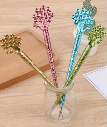 gel pens free shipping Phoenix metal retro hairpin neutral pen stationery black water pen peacock hairpin neutral pen419