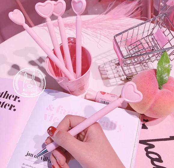 Best selling gel pens Creative Heart-Shaped Signature Pen Girl Pink Love-Heart Sex Pen Student Office Stationery319