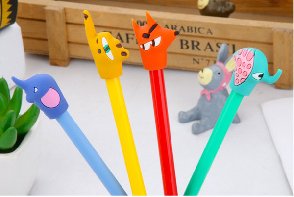 gel pens free shipping Abstract Animal Neutral Pen Fox Elephant Soft Glue Head Black Neutral Pen Writing Pen426