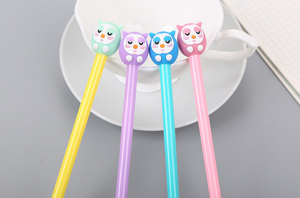 wholesale gel pens free shipping Cartoon Stationery Owl Neutral Pen Creative Lovely Student Pen Office Supplies Signature Pen441