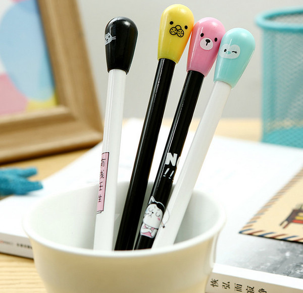 Best selling gel pens New Cartoon Animal Head Match Students Learn Stationery Neutral Pen Office Supplies Pen313