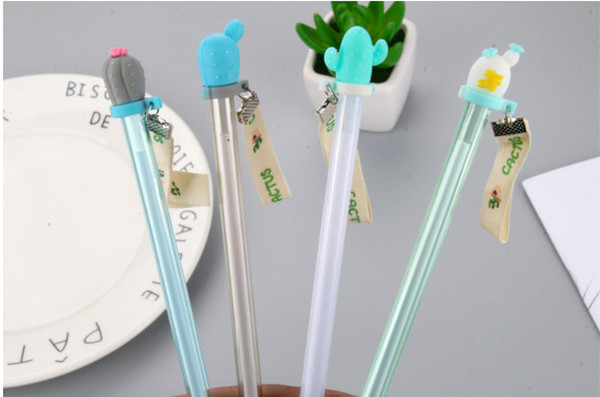 gel pens free shipping Creative small fresh cactus with neutral pen simple personality student office black fountain pen stationery422