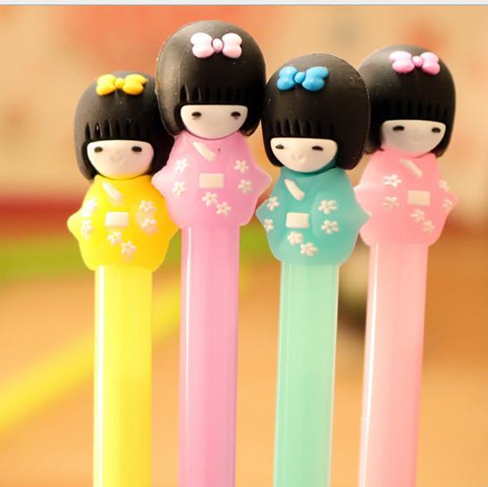 wholesale gel pens free shipping Korean creative Creative stationery student supplies pen cute jelly color kimono girl neutral pen24