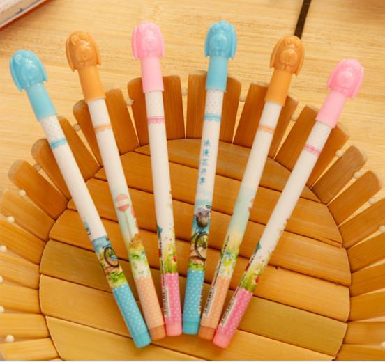 wholesale gel pens free shipping Cute cartoon puppy neutral pen full needle tube neutral pen 0.5mm signature pen28