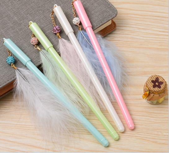 Best selling gel pens New fashionable feather pendant neutral pen student stationery water-based pen office signature pen265