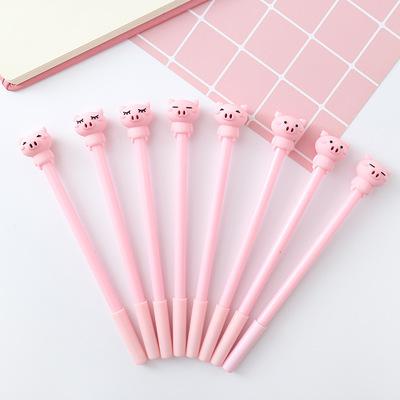 0.5mm 4 Colors Black Ink Girl Heart Cute Creative Cartoon Pink Pig Student Writing Gel Pen Office School Stationery