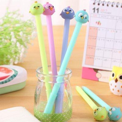 0.5mm 4 Kinds Black Ink Girl Heart Cute Creative Cartoon Bird Chicken Caterpillar Cactus Student Writing Gel Pen Office School Stationery