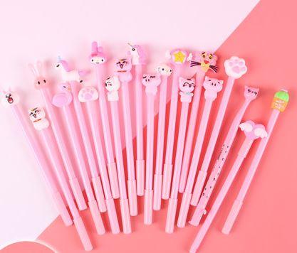 0.5MM Korean Cute Neutral Pen Set Stationery Fountain Pen Students Super Cute Small Fresh Cartoon Water-Based Carbon Pink Writing Fountain