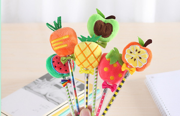 Best selling gel pen free shipping 60pcs\Lot Sweet fruit ball neutral pen Plush water pen GP2-049