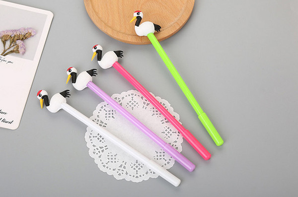 Best selling gel pens Cute Red-crowned Crane Silicone Head Neutral Pen Learning Stationery Cartoon Pen Signature Pen442