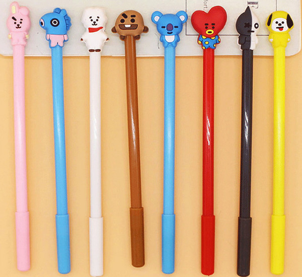 Best selling gel pens New BTS cartoon neutral straight liquid black signature pen creative stationery supplies461