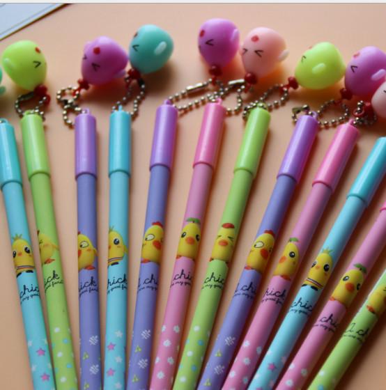 Best selling gel pen wholesale 120pcs\Lot free shipping Lovable Cartoon Erasable pen with small Chick pendant neutral pen158