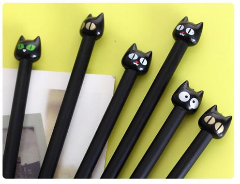 Best selling gel pen wholesale 100pcs \lotfree shipping Lovable black cat needle pipe neutral pen 126