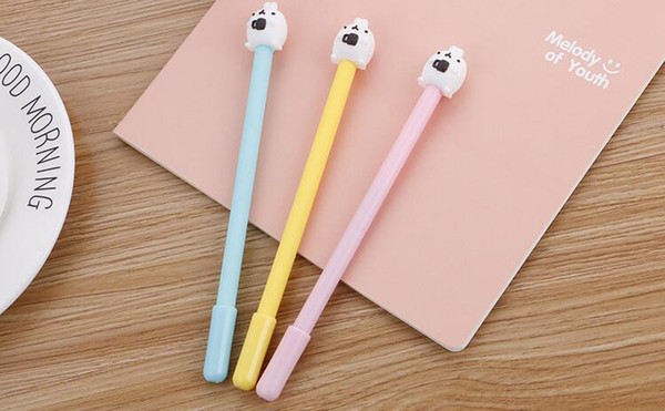 Free Shipping Wholesale Supply New Coffee Rabbit Soft Rubber 0.5mm 180pcs/lot Yellow Blue Pink Neutral Pen Gel Ink Pen GP272