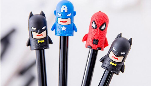 Free Shipping Wholesale Supply New Style Creative Korea Cute Captain America Superman 18cm 0.38mm Neutral Pen 180pcs/lot Gel Ink Pen GP273