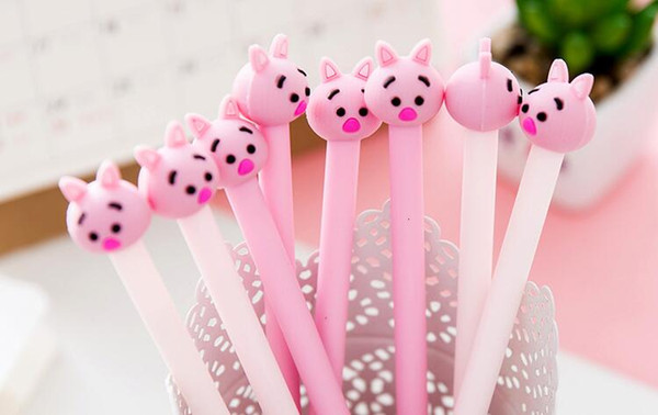 Free Shipping Wholesale Supply Cute Pink Pig Style 180pcs/lot 16.4cm Neutral Pen 0.38mm Water Pen Carbon Black GP264