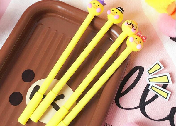 Free Shipping Cartoon Soft Cute Creative Yellow Duckling 0.35mm 180pcs/lot Neutral Pen Gel Ink Pen GP216