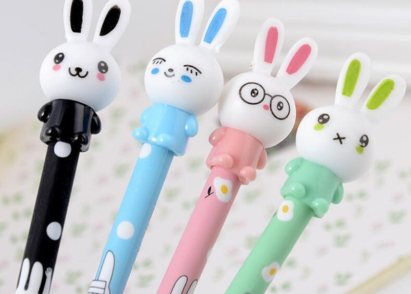 Free Shipping Yiwu Mill Wholesale Cute Creative Bunny Gel Ink Pen Four Colore 0.5mm 240pcs/lot Neutral Pen GP184