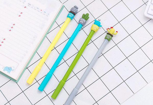 Yiwu Factory Directly Free Shipping Cactus 18cm Long 0.5mm Neutral Gel Ink Pen Four Colores Mix Packing 180pcs/lot GP107