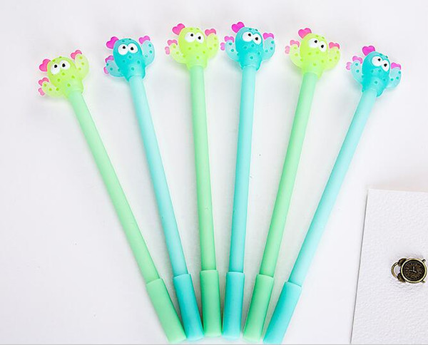 Free Shipping Wholesale 180pcs/lot 0.5mm Blue Green Cartoon Creative Cute Super Cute Cactus Soft Glue Neutral Pen Gel Ink Pen GP284