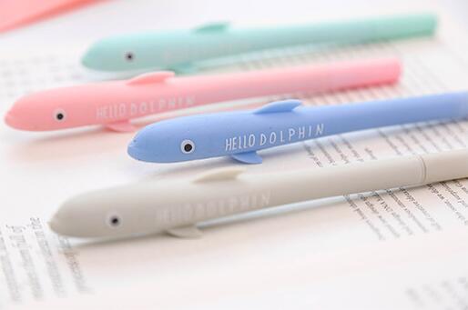 Free Shipping Wholesale Price Directly Mill Dolphin Silicone 15.5cm 0.5mm 48pcs/lot Neutral Pen Gel Ink Pen GP286