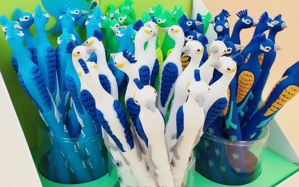 Free Shipping Wholesale Manufacturer Yiwu Four Colore Peacock silicone cartoon 0.5mm 48pcs/lot neutral pen