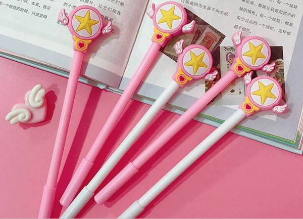 Drop Shipping Wholesale Supply Young Girl Cherry Star Mace Pen Neuter Pen Wing Star 0.5mm 144pcs/lot Gel Ink Pen GP314