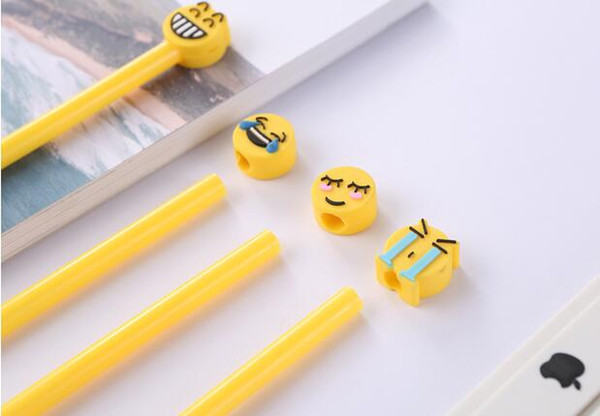 Newest Arrival! Free Shipping Wholesale Cartoon Cute Expression 16.3cm Black Four Types Neutral Pen 0.5MM Gel Ink Pen GP303