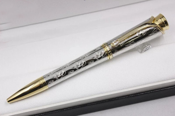 luxury monte ballpoint pen ,Collection Princesse Grace de Monaco golden clip silver carving pen with series number