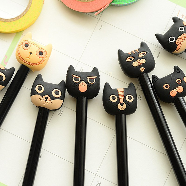 South Korea stationery super cute cartoon animals gel pen Plastic little cat black ink 0.5mm for writing office school supplies