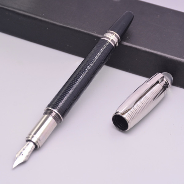 Luxury Silver Checks mb-sw Germany Brand Pen 4810 14k Nib Fountain Pen With Series Number Crystal Top