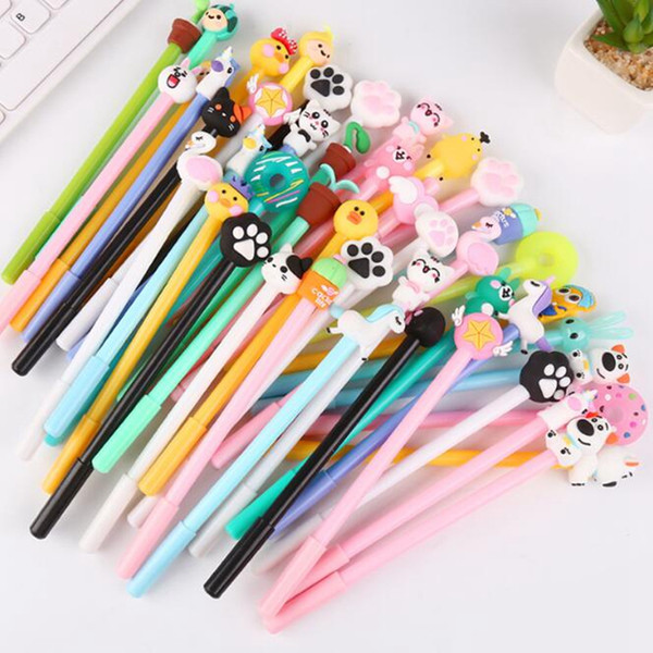 50 pieces Creative cartoon gel pens demon chick Bunny Flamingo emoji unicorn doughnut office school stationery