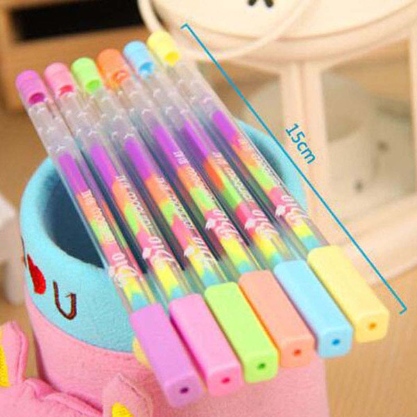 High Quality 20pcs/lot 6 in 1 Colorful Gel Pens Maker Pen Rainbow Pen Stationery Free Shipping Material Escolar